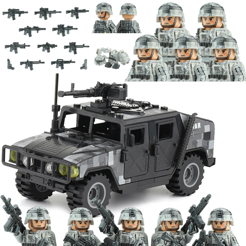 

US Army Combat Uniform Special Forces Figures Building Blocks America Special Air Service Regiment Soldier Military Weapons Toy