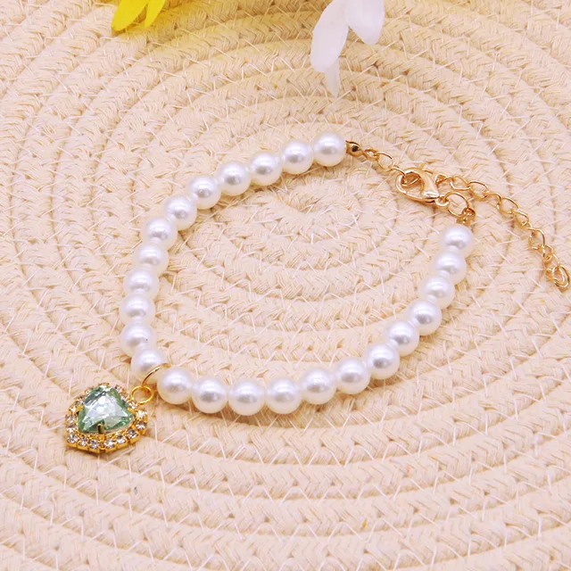 New Cat Collar Decoration Pet Cute Exquisite Neck Kitten Adjustable Summer Cat Necklace High Simulation Pearls Pet Supplies 5