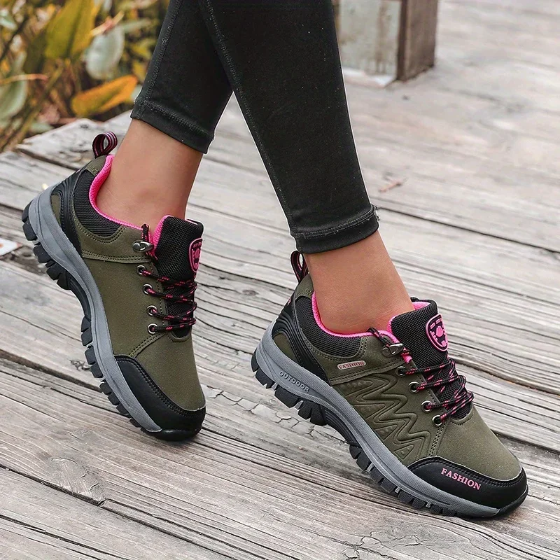 Women's Retro Minimalist Thick Soled Shoes Comfortable Casual Platform Anti Slip Hiking Shoes Jogging Hiking Training Sneakers