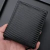 New Carbon Fiber Short Wallet Men's Card Bag Integrated Zipper Change Bag Holder Slim Minimalist Carbon Tri-Fold Wallet 2