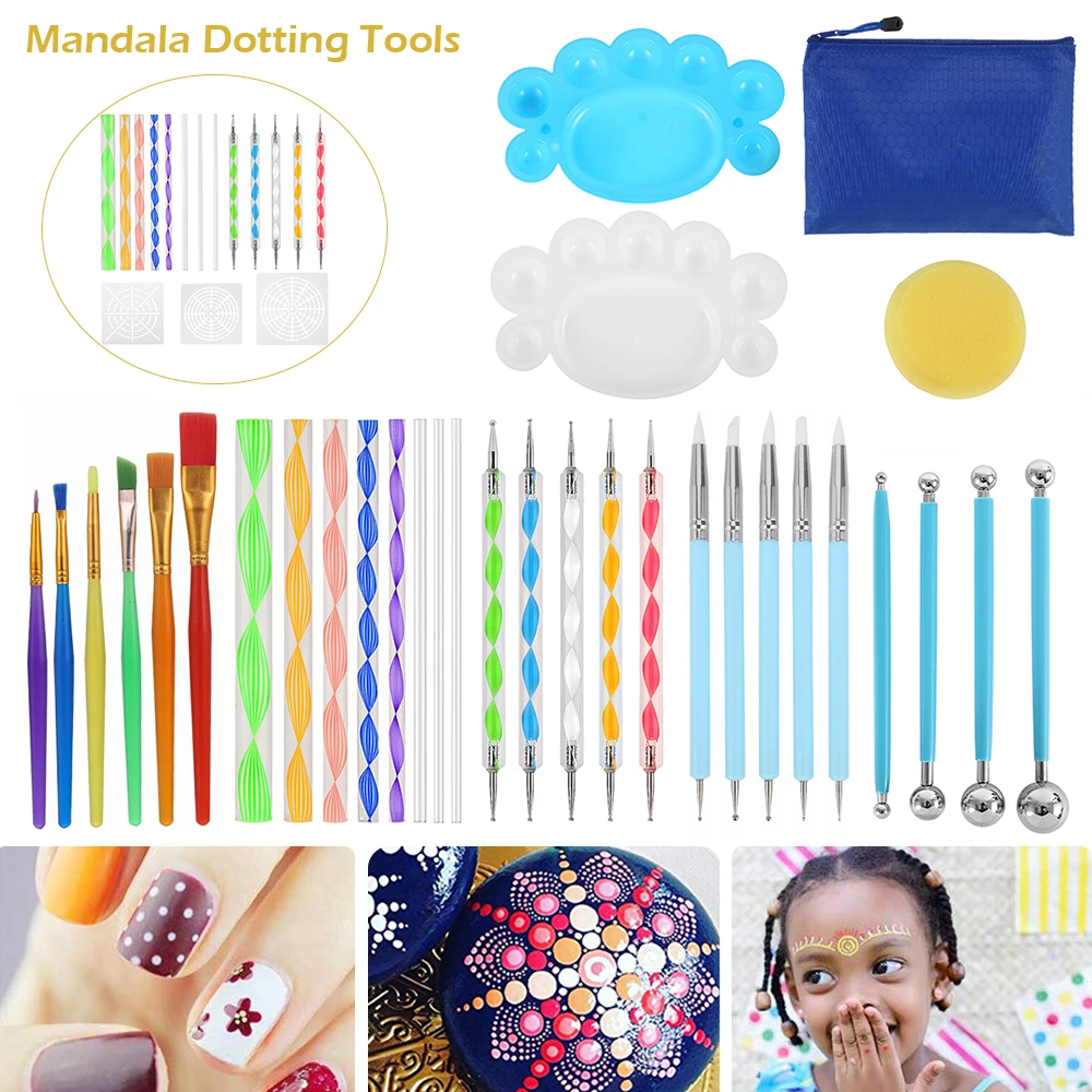 de punteado Mandala de 16/27 piezas para pintar, pluma de piedra Rock, plantilla de pincel, Set de bandejas, bola, Stylus, juego de pintura|Céramica y - AliExpress