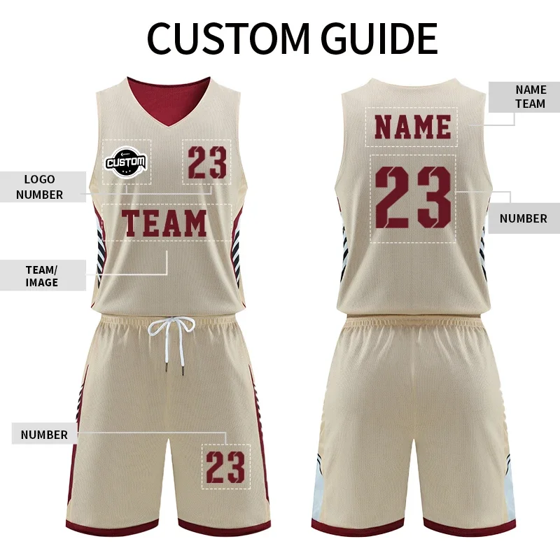 Men Youth Basketball Jerseys Printed Reversible Mesh Blank Basketball Uniform Kids Reversible Shirt JLS-A035