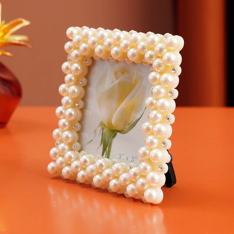 1PC, simple square pearl-shaped decorative photo frame, with a random photo frame for both horizontal and vertical use