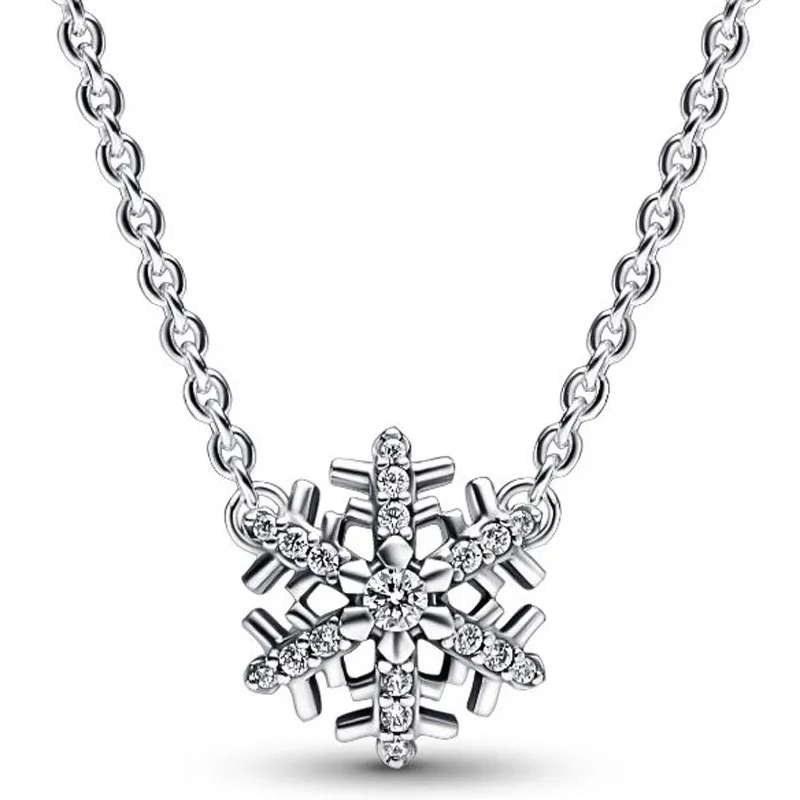 

Original Sparkling Snowflake With Crystal Pendant Necklace For Women 925 Sterling Silver Necklace Fashion Jewelry