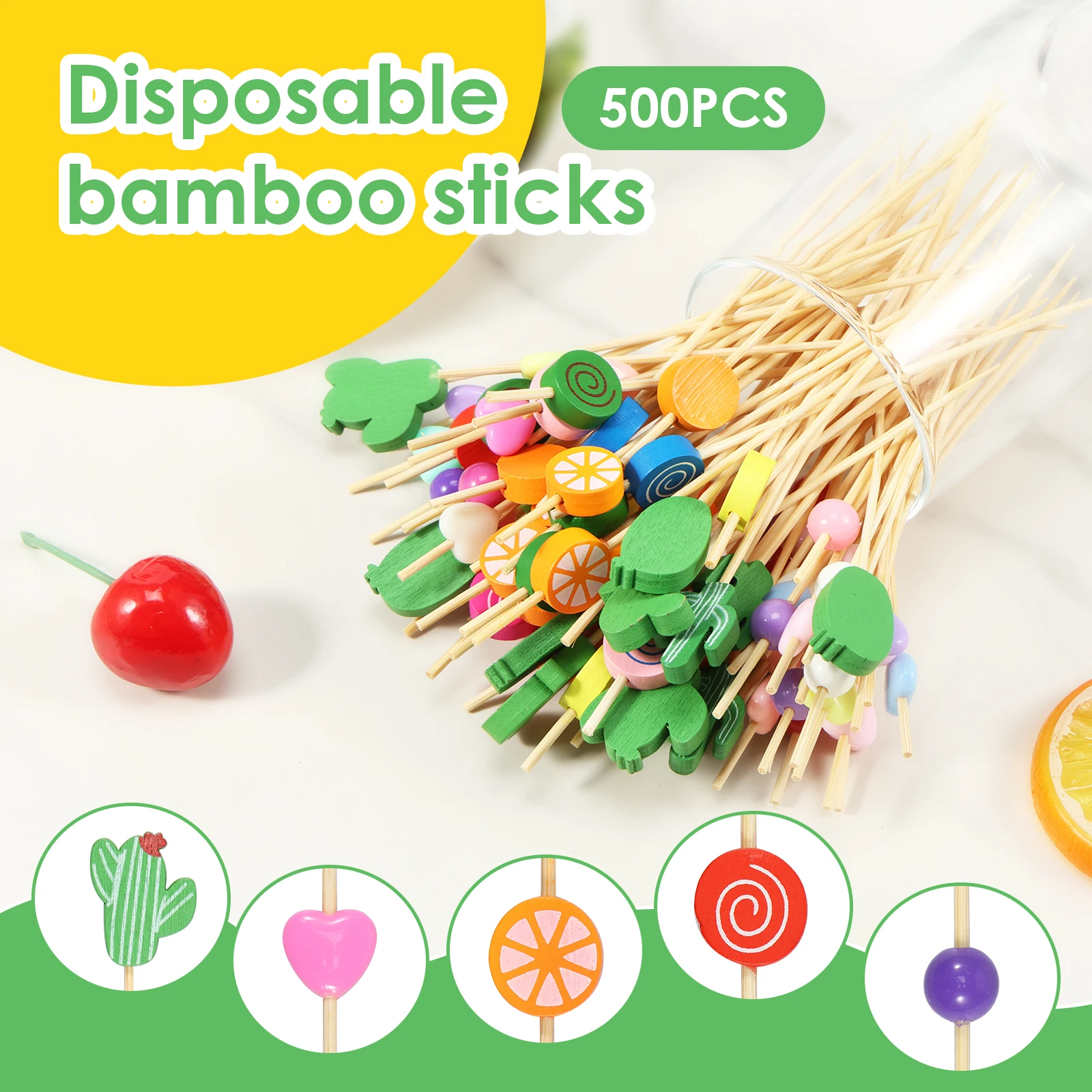 New 5 Pack 500 Pcs Colorful Cocktail Picks Environmentally Friendly Toothpicks for Appetizers Decorative 4.72inch Food Picks