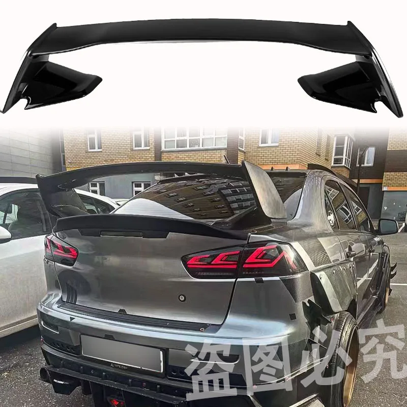 Spoiler nero 2008-2015 Materiale ABS Colore non verniciato Decorazione coda auto Spoiler bagaglio posteriore Ala per Mitsubishi LANCER EVO - immagine 5