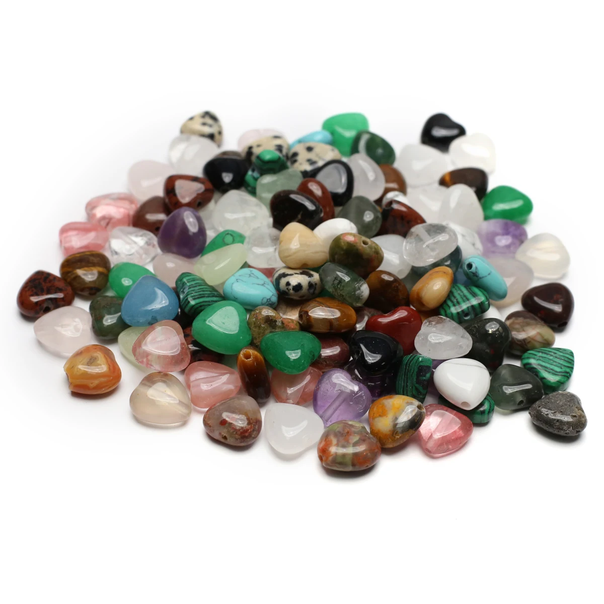 100PCS Wholesale Large Hole Heart shaped Stone Beads Natural Crystal Agate Jewelry Production DIY Necklace Bracelet Accessories