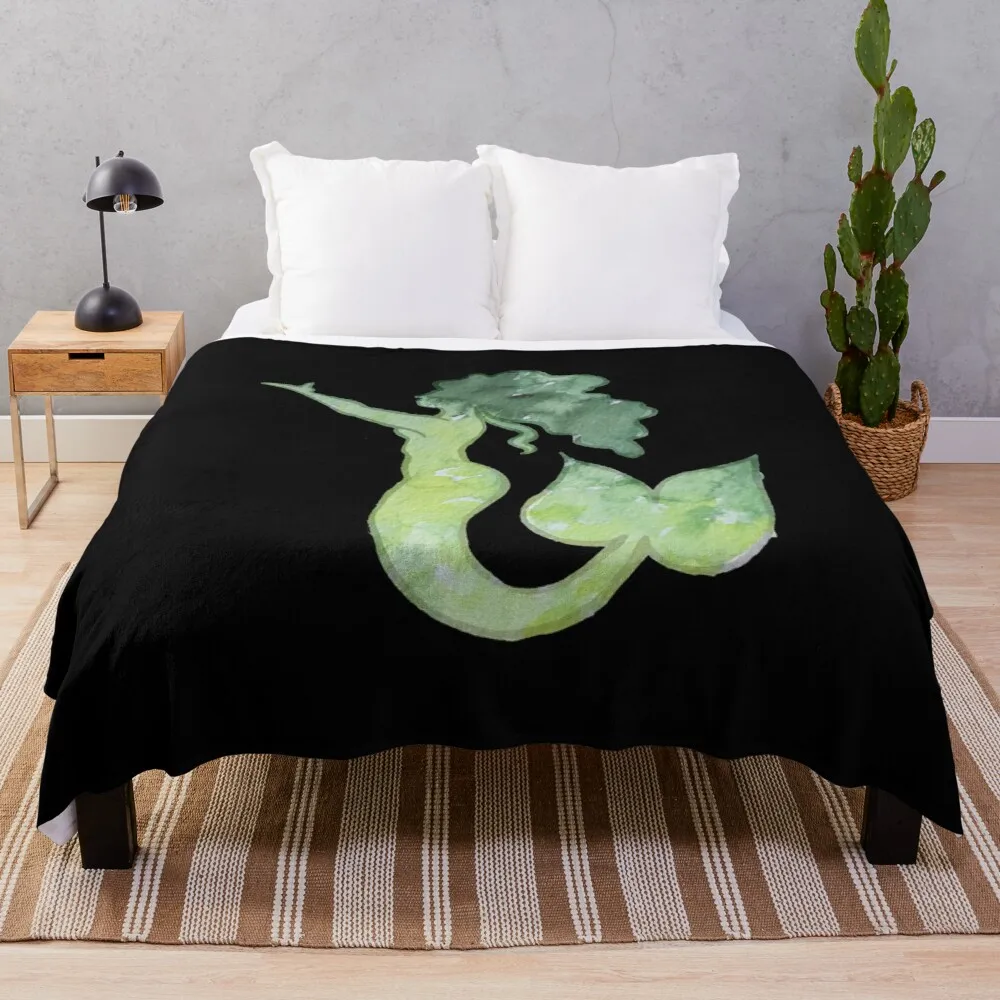 

Watercolor Green Mermaid Throw Blanket Beautiful Blankets Designer Blanket