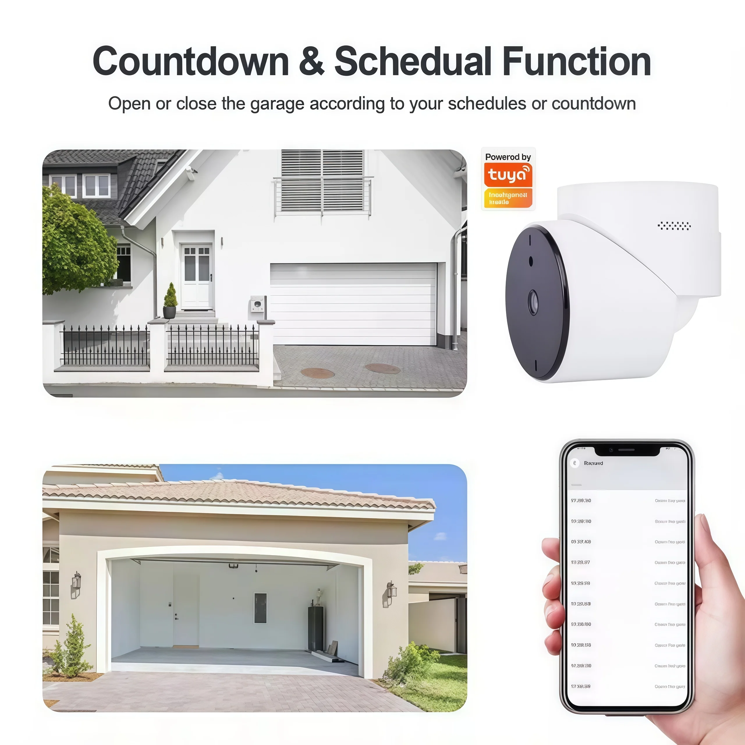 Tuya SmartLife 앱 차고 문 개폐기 카메라 WiFi 3MP 적외선 양방향 오디오 모션 감지 알람 Alexa 구글 음성 명령