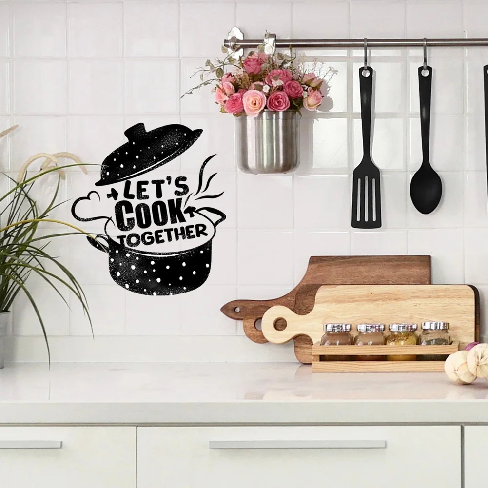 Let's Cook Together Wall Sticker For Kitchen Background Decor Decals Restaurant Cooking Room Decoration Self-adhesive Home Mural - 3