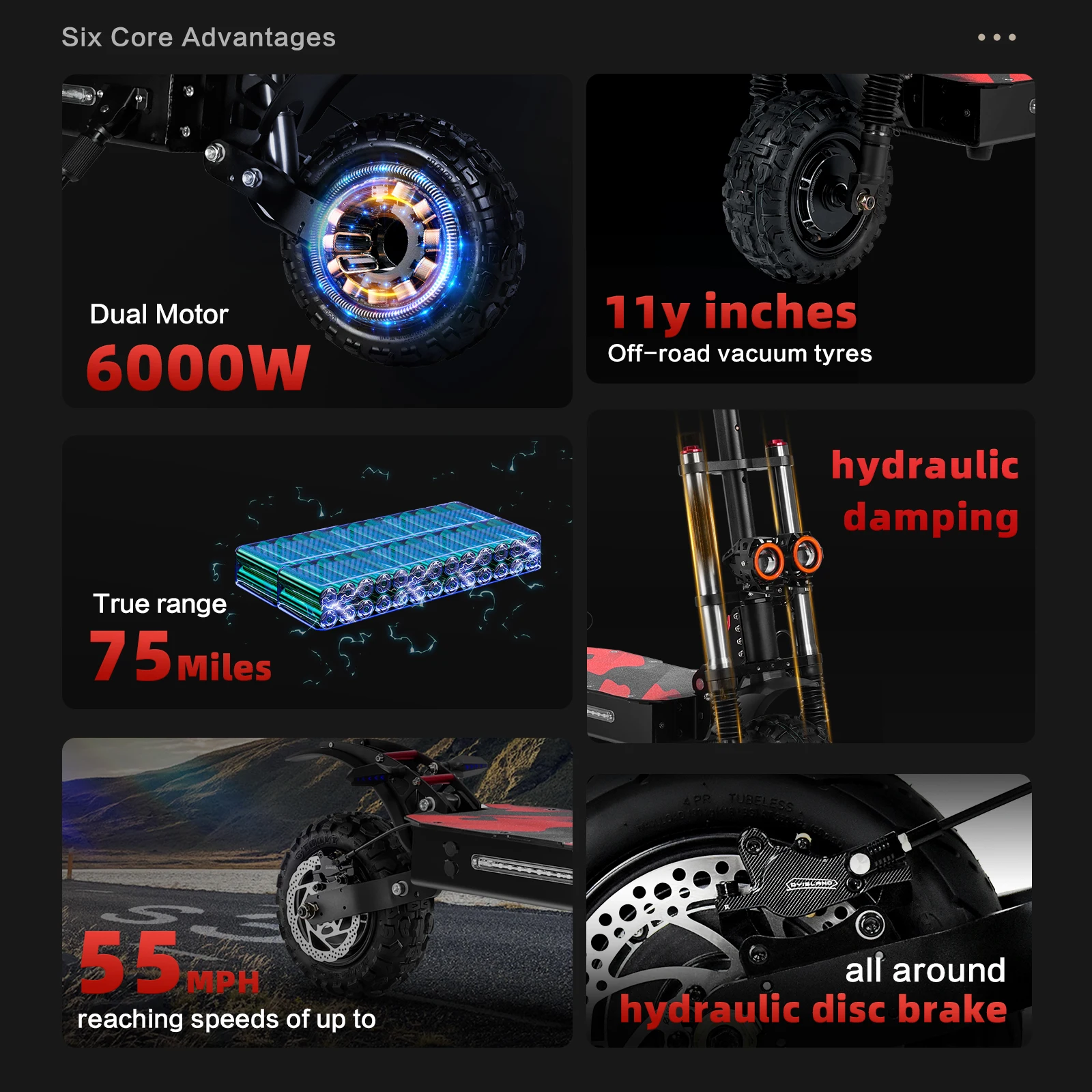 BOYUEDA Electric Scooter 6000W Dual Motor Large Battery 120KM Range Adult Foldable High Speed Off-Road e-scooter