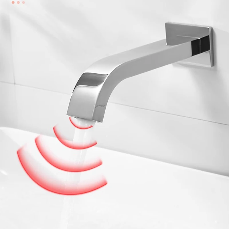 Wall Mount Touchless Bathroom Sink Faucet Automatic Motion Sensor Basin Faucet Waterfall Basin Sink Faucet Only Cold Water