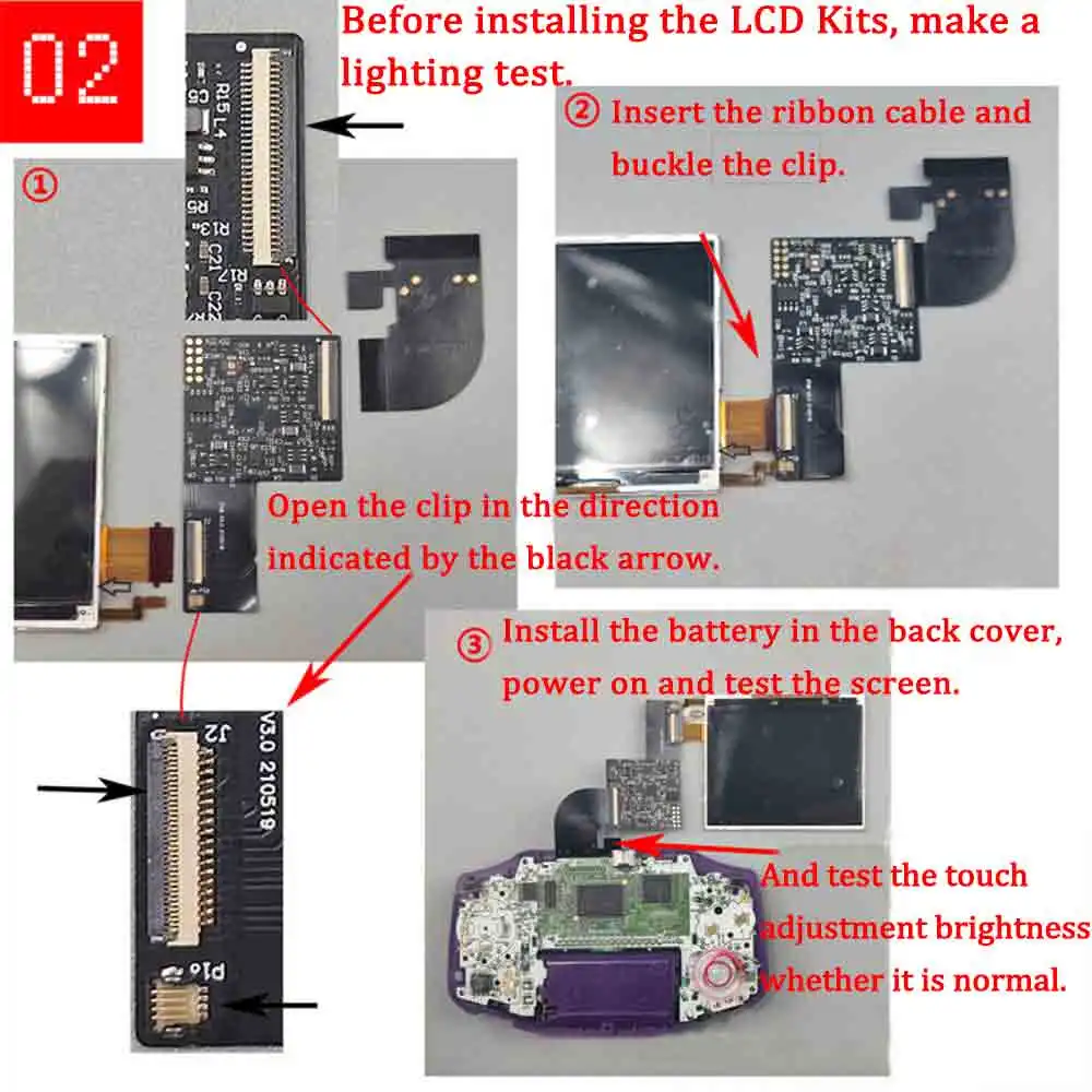 Ita Gba Retroiluminado Tft Lcd Kits de Tela para Gba Tanto Agb 32pin e 40pin Destaque Brilho Lcd Kits para Gameboy Avanço 2023 - Image 3