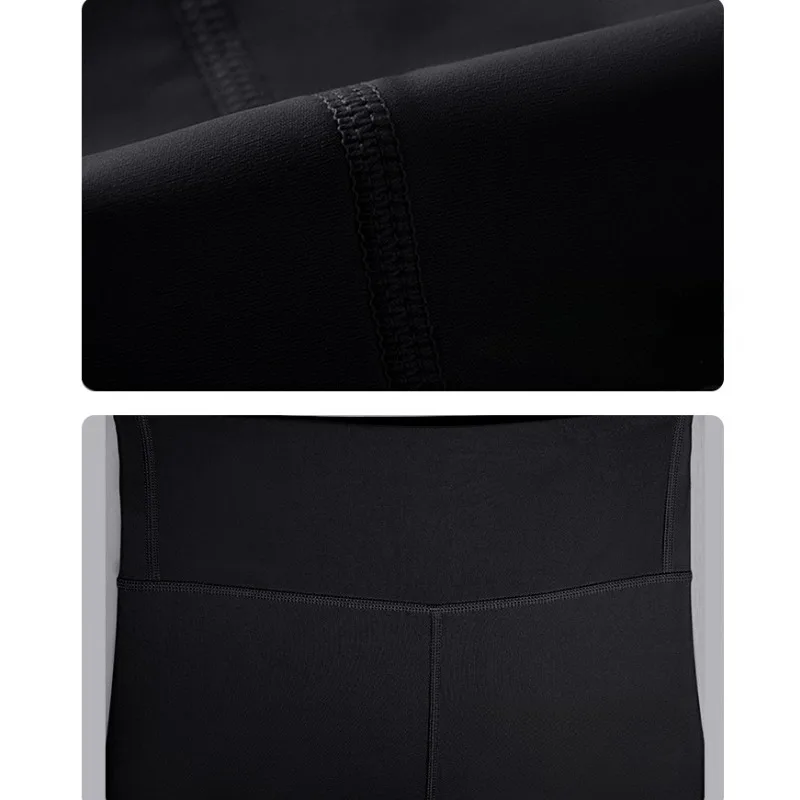 Women\'s High Waist Tight Shorts Black Color Fitness Waist Seamless Sweat Yoga Leggings Female Proof Hip Sports Skinny Pants