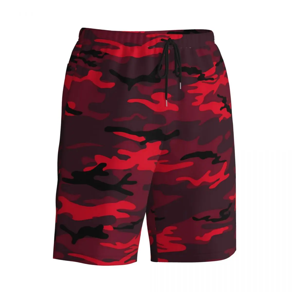 Men Board Shorts Red Camo Casual Swim Trunks Army Camouflage Breathable Sportswear Hot Plus Size Beach Short Pants 4