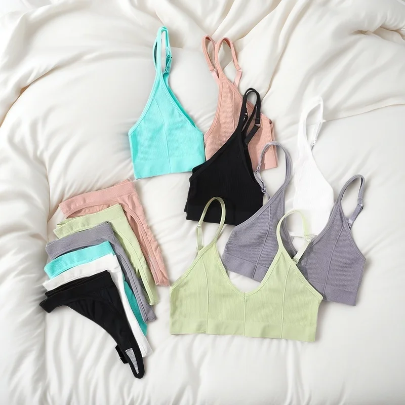 Women's Seamless Comfort Bralette and Thong Lingerie Set