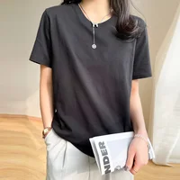 Women T-shirts 2025 Tops Solid Short Sleeve Loose O-neck  Cotton Casual Ladies Shirts Harajuku Korean Summer Woman Tshirts - Image 3