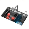 Digital Display Waterfall Kitchen Sink Stainless Steel  Large Single  Slot Right Side Under mount Cup Washer  Piano Keys 6
