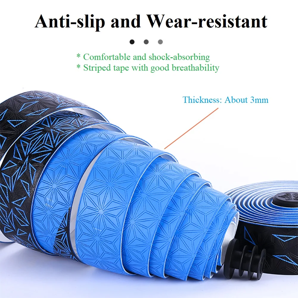 1 Pair Anti-Slip Road Bike Handlebar Tape w/ Bar End Plugs Shock Absorbing Sweat Handle Bar Belt Bicycle Rod Pole Strap Bartape bike handlebar tape,bicycle handlebar strap