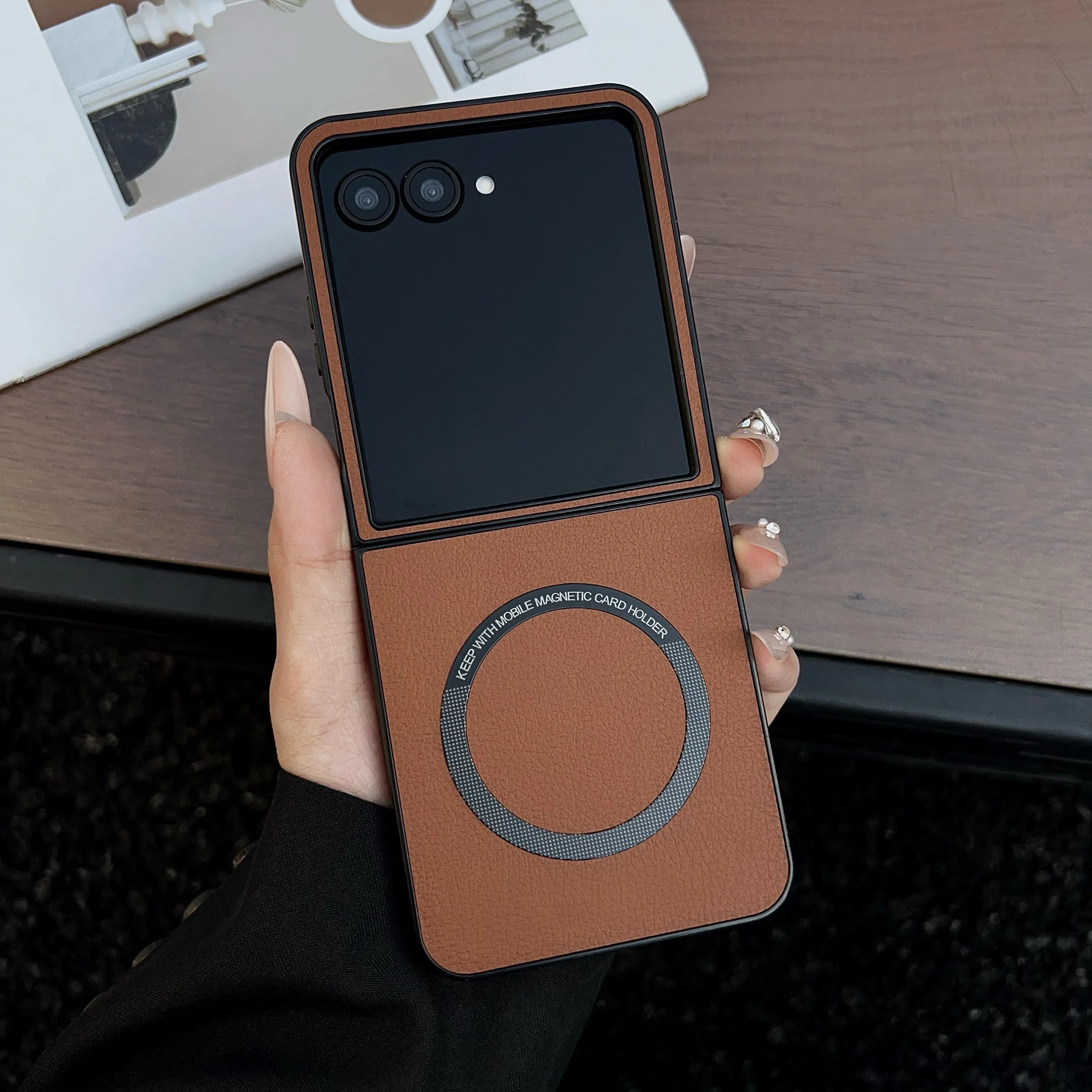 Ultra-Slim Magnetic Leather Wireless Charging Case - Shockproof and Durable Design
