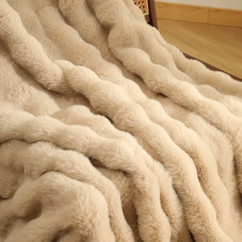 Coperta in pelliccia di coniglio sintetica di alta qualà Autunno Inverno Morbida e spessa calda Coperta per divano Biancheria da letto per camera da letto Coperta per pisolino Decorazioni per la casa