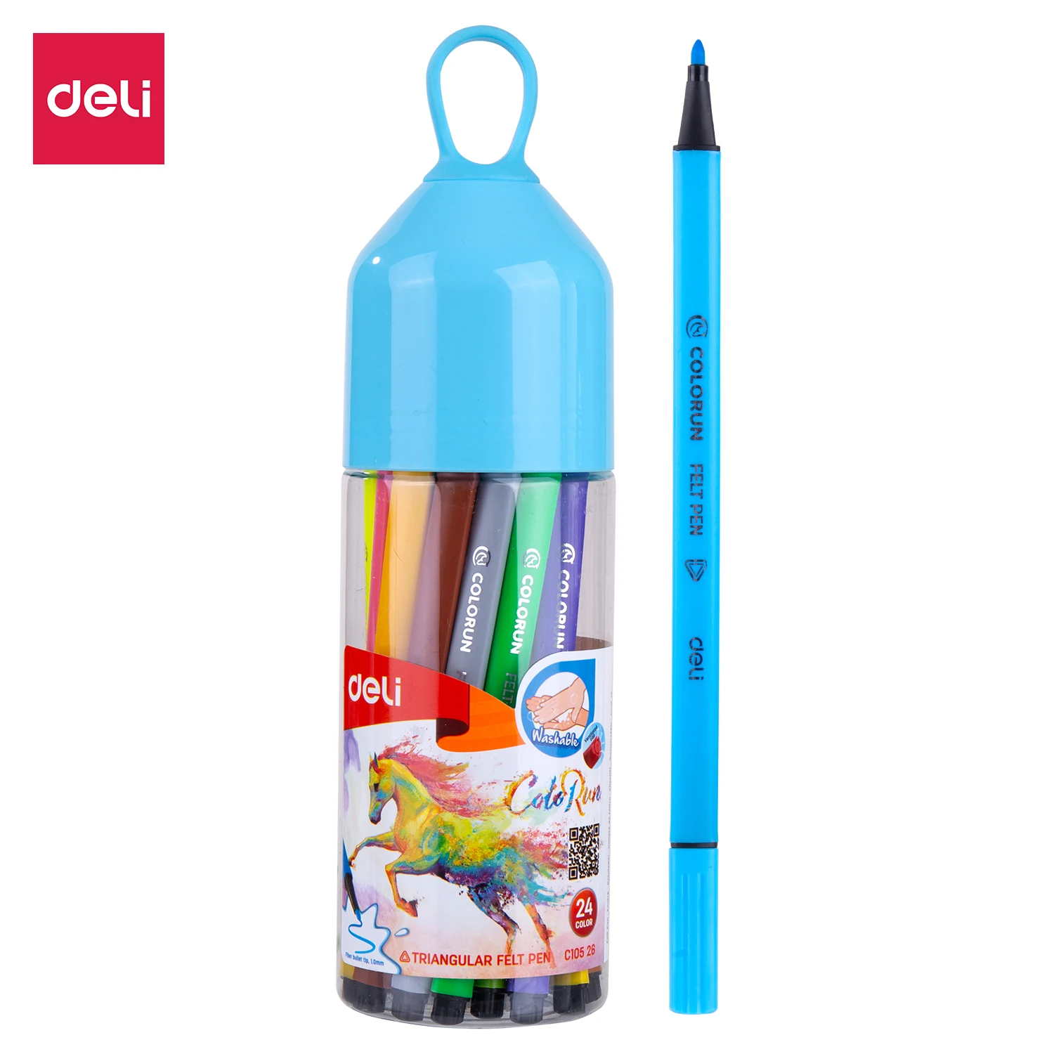 Deli Felt Pens 12/24 Colors for Drawing Kids School Supplies Art Stationery Colored Pen Tube Set