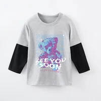 Baby T-shirt for boys and girls cute cartoon bear round neck spring and autumn patchwork long sleeved hoodie children's clothing 1