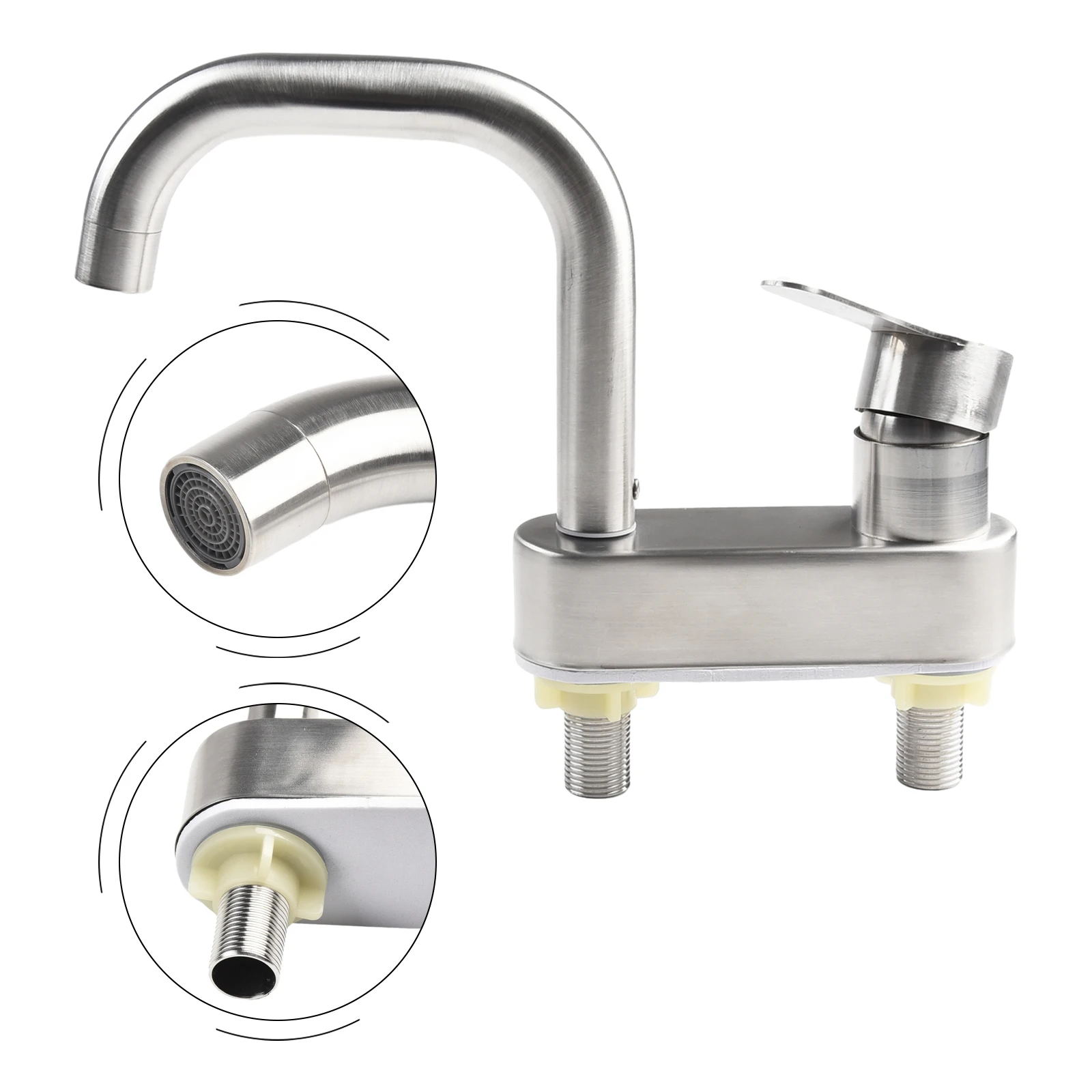 

Tap Faucet Basin Sink Tap Accessories Single Handle Sink Faucet 2 Holes 304 Stainless Steel Basin Faucet Ceramic Valve