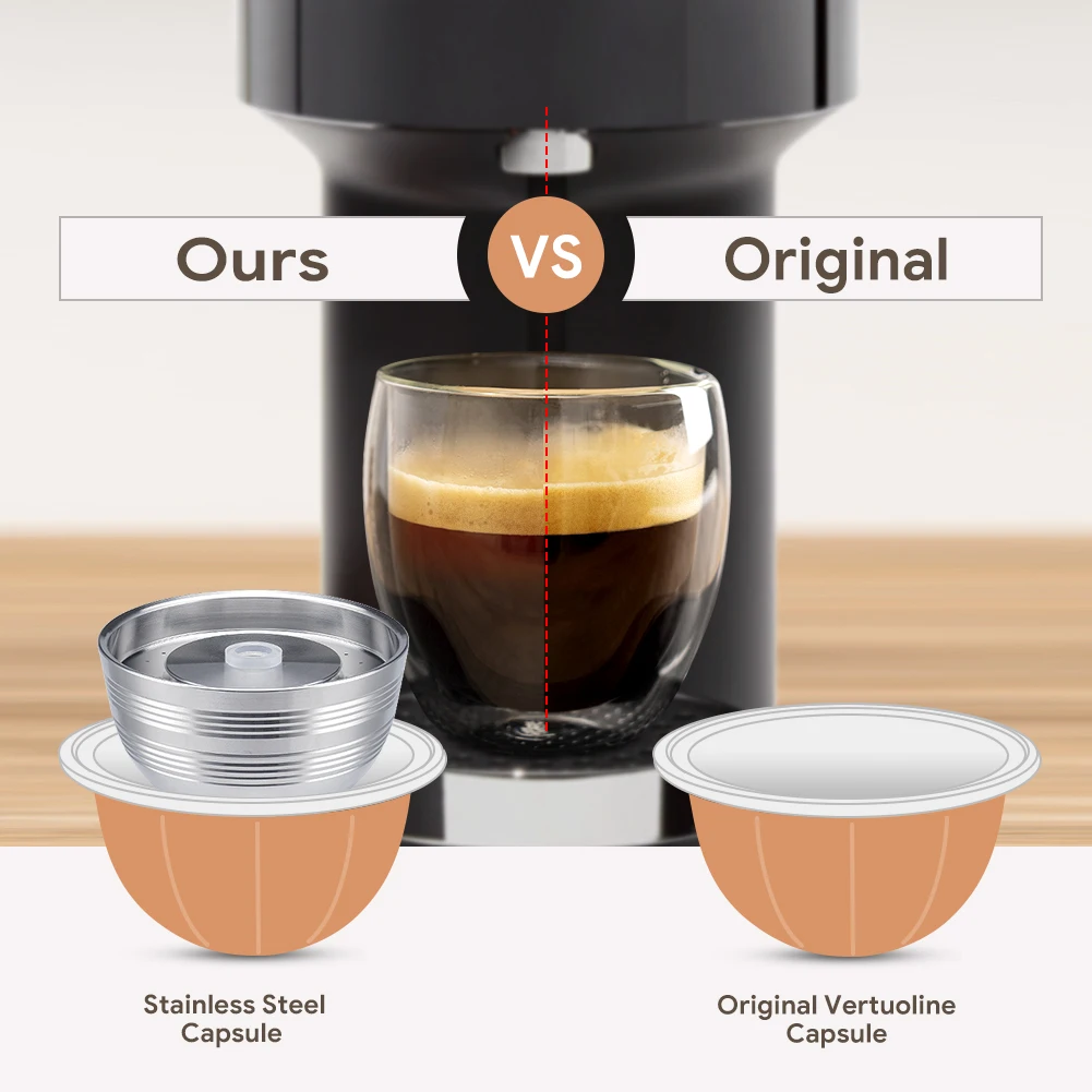 2 Cápsulas De Café Recargables De Acero Inoxidable Para Vertuoline - Compatible Con De'Longhi Y Nespresso