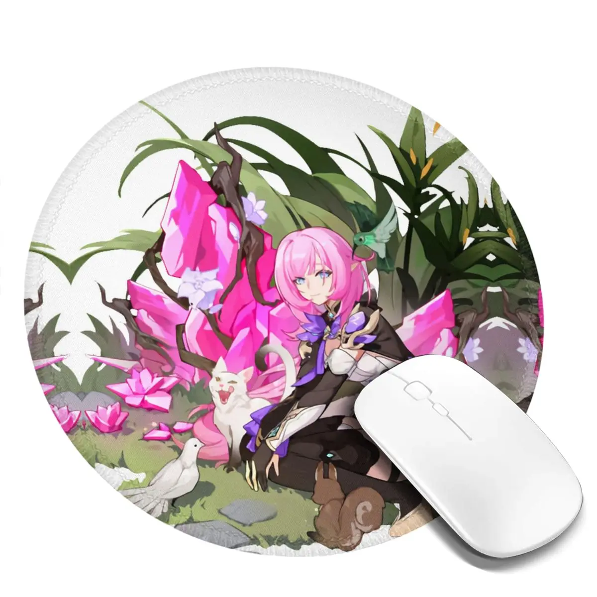 Princes Elysia Honkai Impact 3 Mouse Pad Fantasy Manga Vintage Round Mousepad Graphic Tappetini Per Mouse Impermeabili Per Computer Portatile