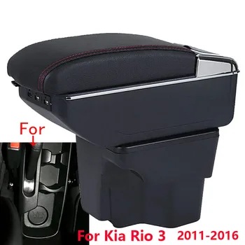 For Kia Rio 3 Armrest box  For Kia Rio III 2011-2016 Car Storage Box Car Accessories Interior Details Retrofit parts PU Leather 1