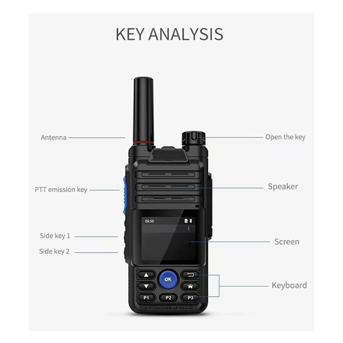 【ABUP】B5 젤로 무전기 4G 라디오 심카드 블루투스 장거리 양방향 무전기 전문가용 무전기