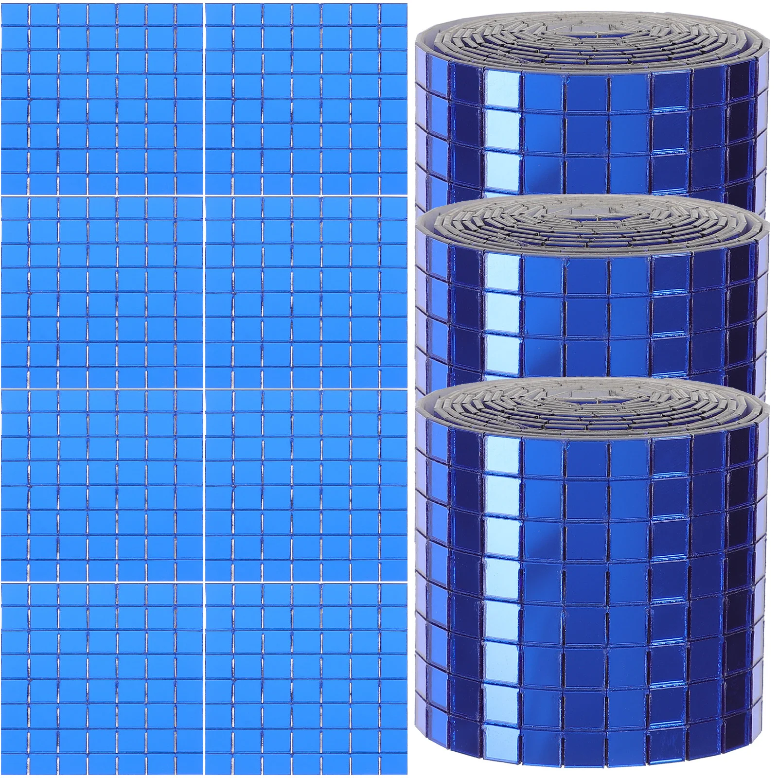 

6 Rolls Square Self-adhesive Mosaic Stickers Tile Small Mirror Tiles Glass Decorative Decals