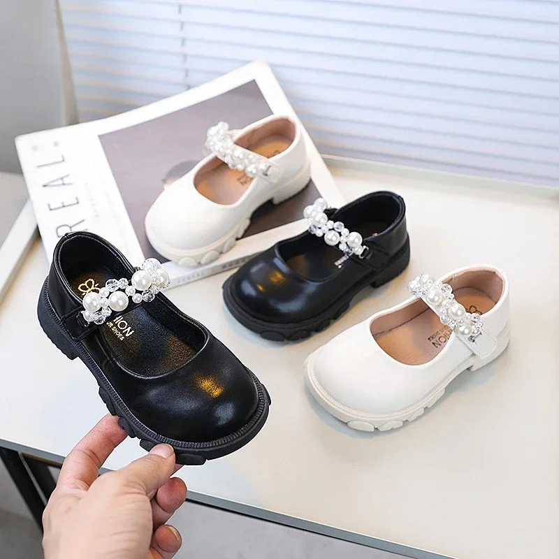 Girl's Shoes Spring Autumn Luxury Kids Fashion Leather Shoes Thick Sole Causal Children Performance Black Mary Jane Simple