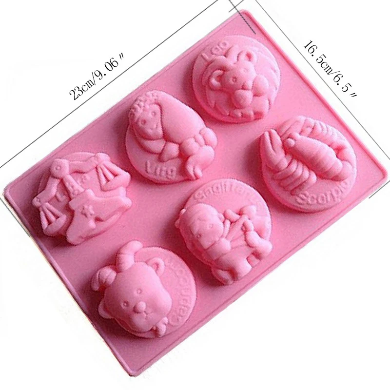 2er-Pack Seifenform mit 12 Sternbildern, chinesische Sternzeichen-Kerze, Silikon-Herstellungswerkzeuge für Mousse, Kuchen, Pudding, Schokolade, Wachsschmelzen – Detail 1
