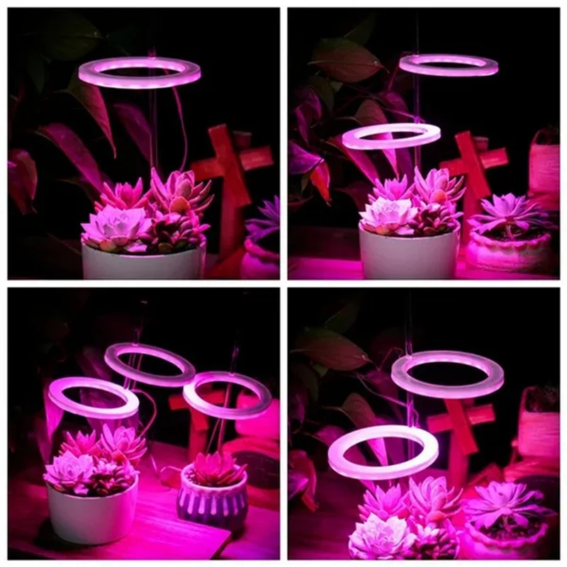 1/2/3/4Heads Angel Ring Full Spectrum LED Grow Light 20-80 LEDs 5 Dimmable Levels Plant Light Indoor Plants led grow light grow light