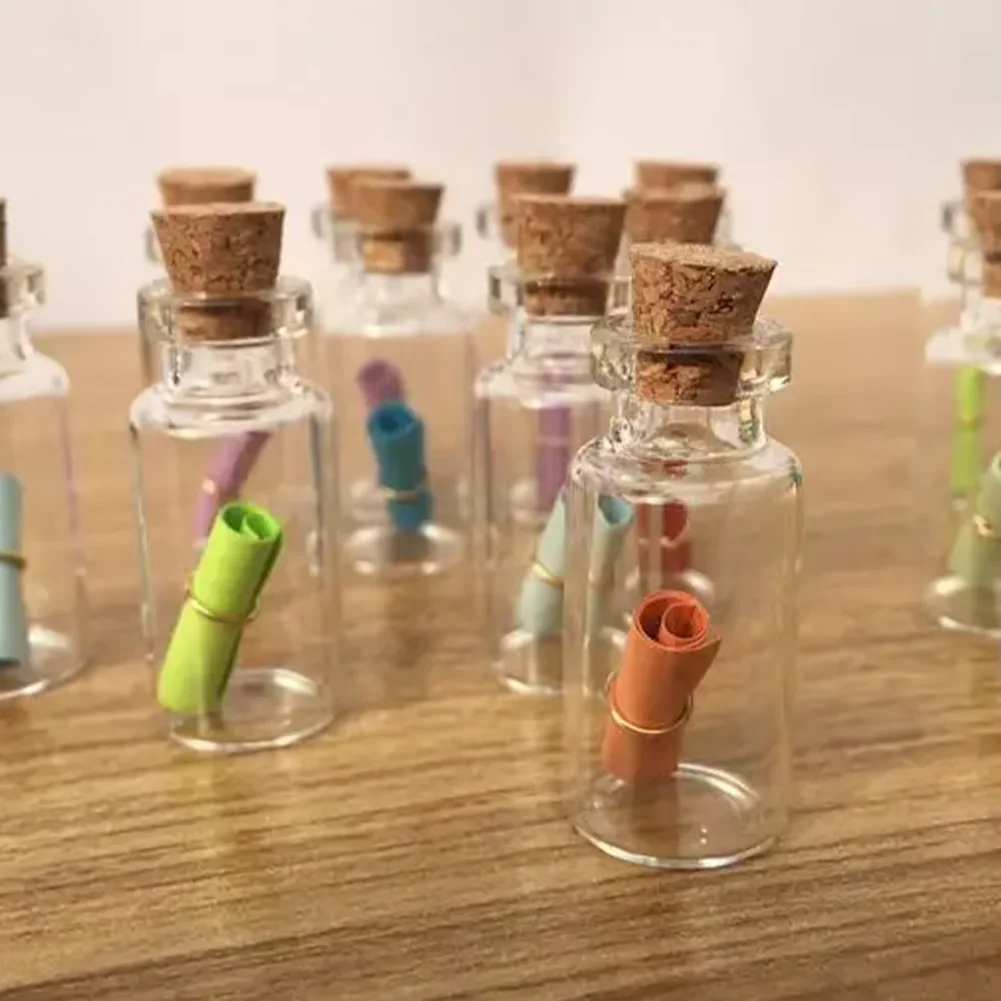 Mini Transparent Glass Bottle with Cork Decoration DIY Container Wishing Jar Decoration Wedding Message Bottle