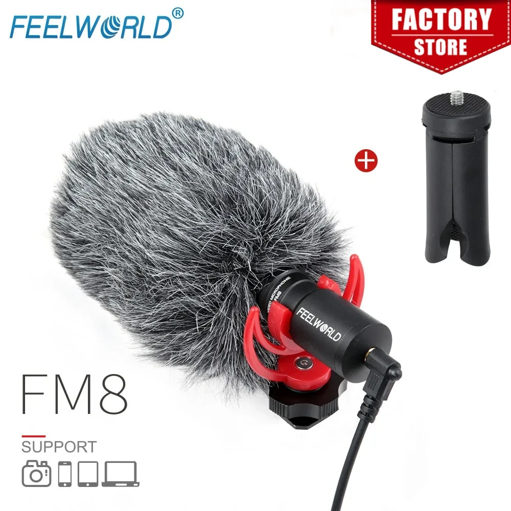 

FEELWORLD FM8 Microphone Cardioid Shotgun Microfone for iPhone Android Smartphone Canon Nikon DSLR Camera Mic VS Boya By MM1