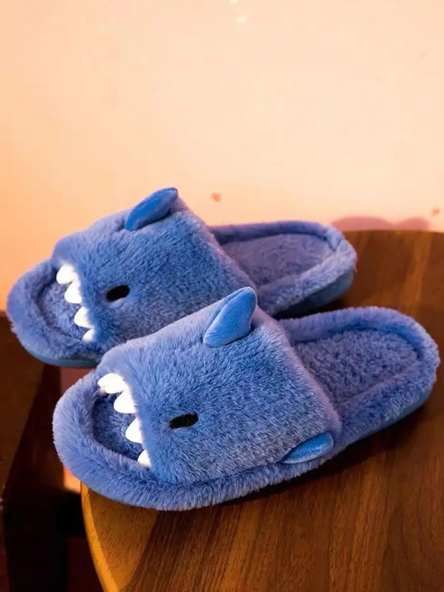 Men's Home Cotton Slippers Are Soft, Comfortable and Warm Indoor Fun Cartoon One Word Cotton Slippers — view 2