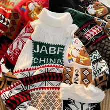 

Men Knit Sweater Women Oversized Embroidery Knitted Tops Hip Hop Hole Skulls Japanese Streetwear Distressed Pullovers Sweaters