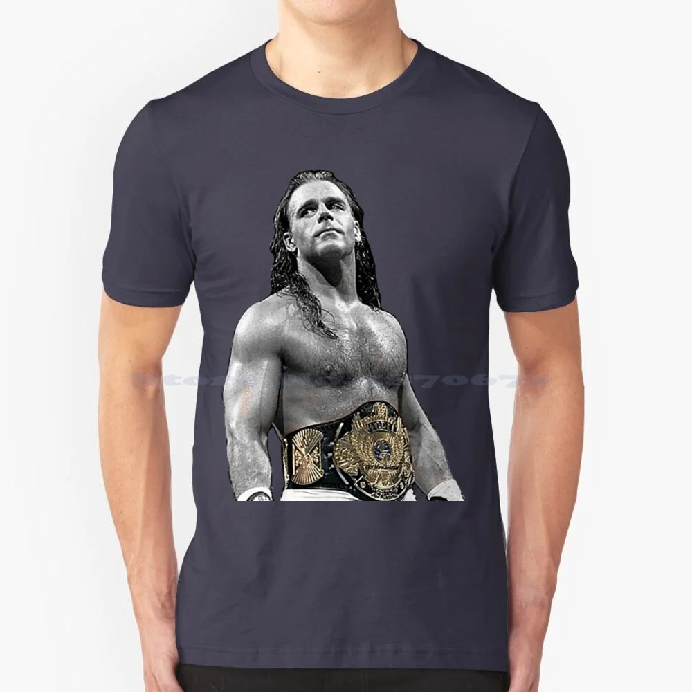 Maglietta Bret-Hart-Art 100% Cotone Tee Bret Hart Hitman Bret Scoreggia