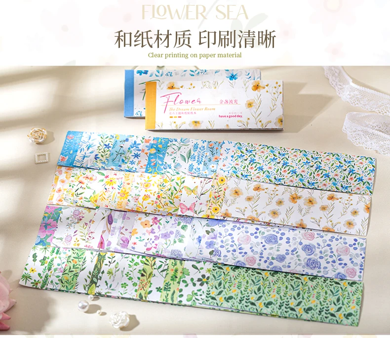 Journal GO 30 Blatt Retro-Blumen-Aufkleberbuch für Scrapbooking, Blumen, grundlegende Hintergrundpapier, Collage, Junk-Journal-Materialien – Detail 5