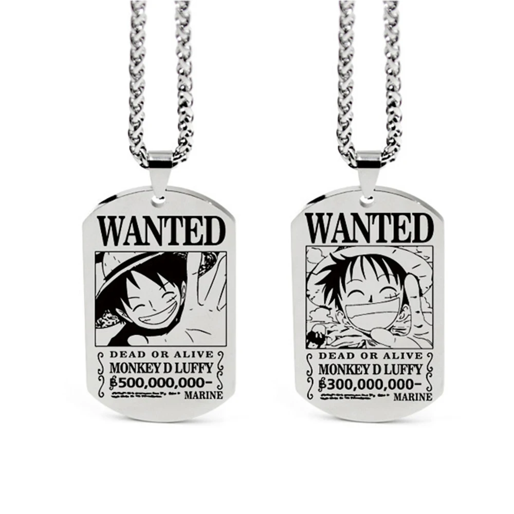 Anime One Piece Necklace Luffy Ace Nico Chopper Zoro Sanji Wanted Pendant Men Women Couples Necklace Fashion Accessories 5