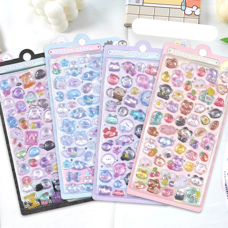 3D Stickers 3D Wall Stickers DIY Cartoon Animal Decoration Relief Waterproof Transparent Crystal