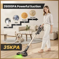 Aspirateur sans fil LAMZIEN V9PRO, 45000PA/40 min d'autonomie, filtration HEPA efficace, avec phare LED vert, brosse anti-enchevêtrement en forme de V pour sols durs, tapis et poils d'animaux. 2