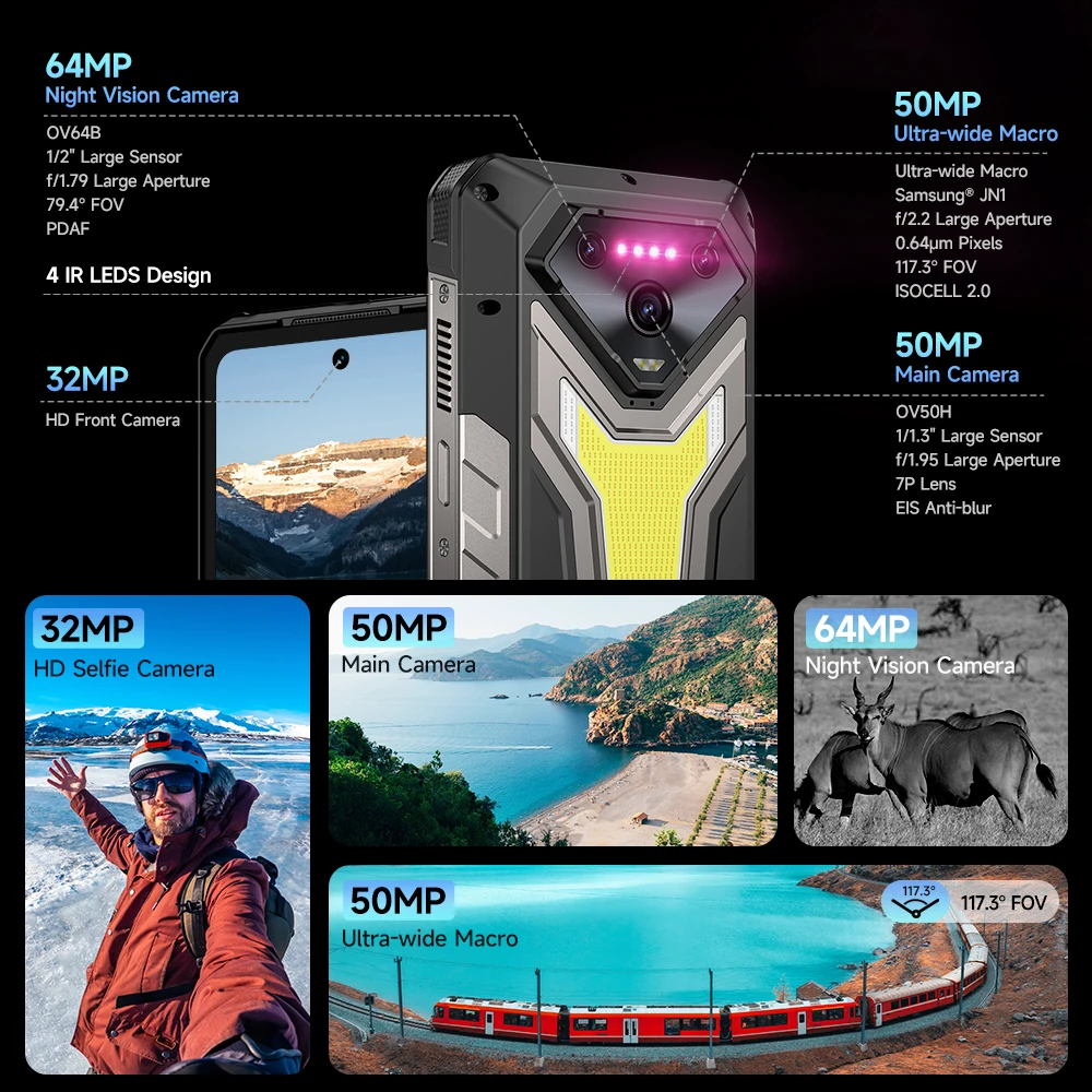 Ulefone Armor 34 Pro 5G AI Rugged Phone  6.95" 25500mAh Up to 32GB+512GB Built-in Projector 120Hz NFC Smartphone view 4