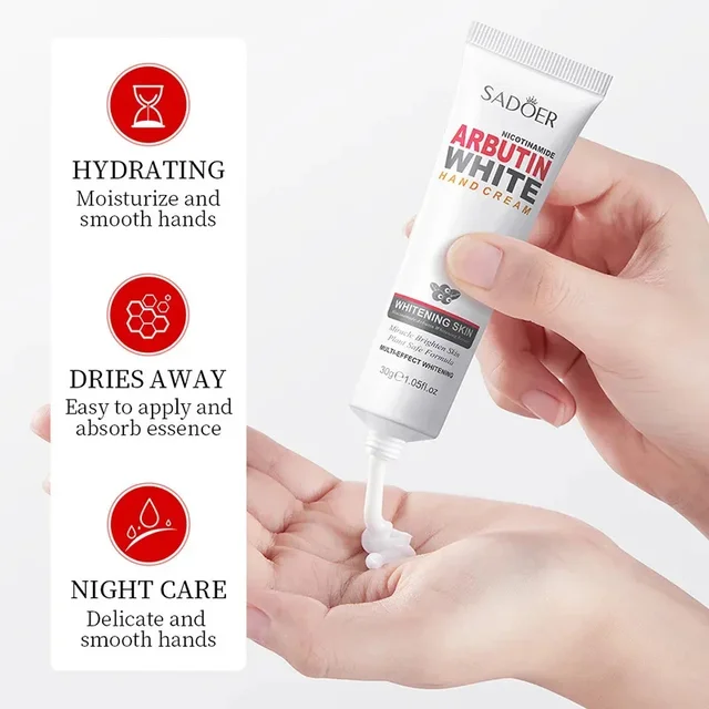 Whitening Hand Cream Niacinamide Arbutin Moisturizing Nourishing Exfoliating Calluses Anti-Chap Drying Crack Repair Body Care 6