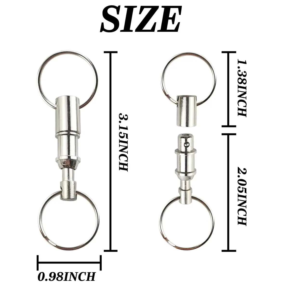 10PCS Quick Release Keychain Detachable Pull Apart Key Rings Heavy Duty Dual Split Snap Lock Holder Silver Double Spring Key Acc 2