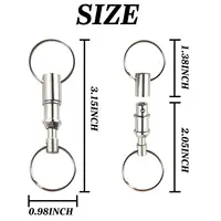 10PCS Quick Release Keychain Detachable Pull Apart Key Rings Heavy Duty Dual Split Snap Lock Holder Silver Double Spring Key Acc 2