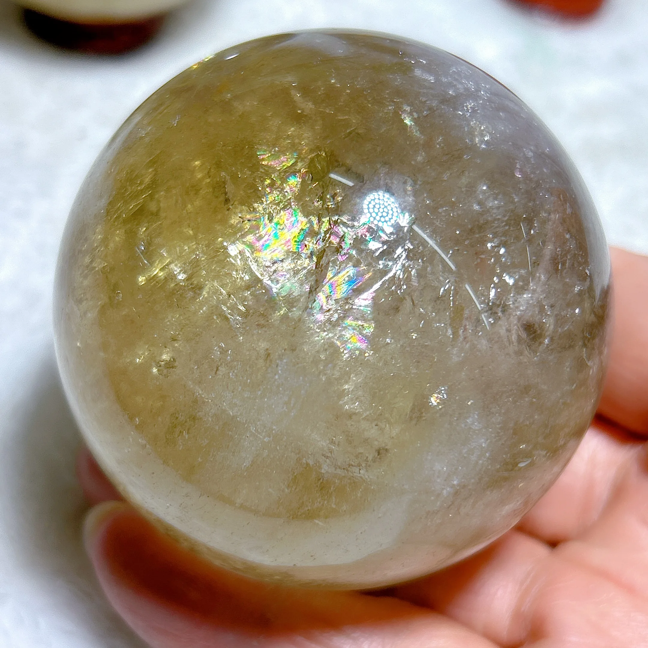 High Quality Natural Crystal Smokey Citrine Rainbow Sphere Ball Mineral Energy Healing Home Decorations Polished Gift 6